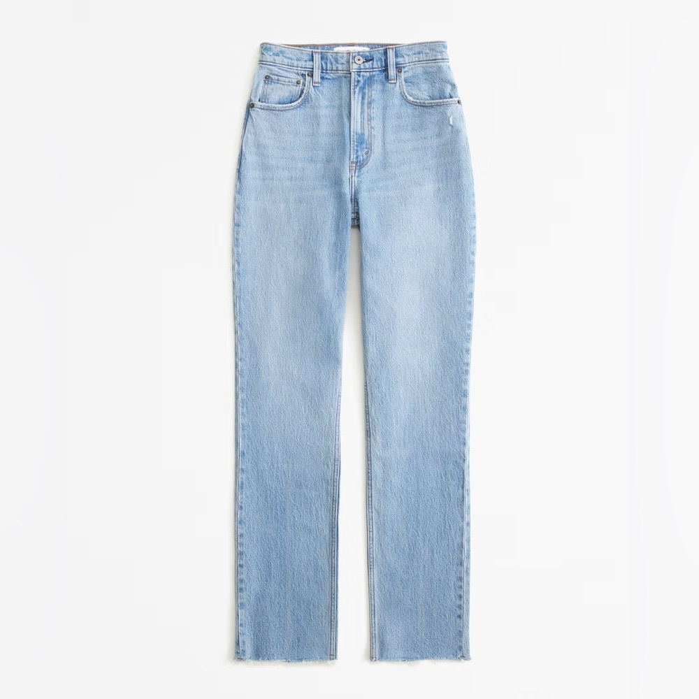 Abercrombie Ultra High Rise 90s Straight Jean Raw Hem